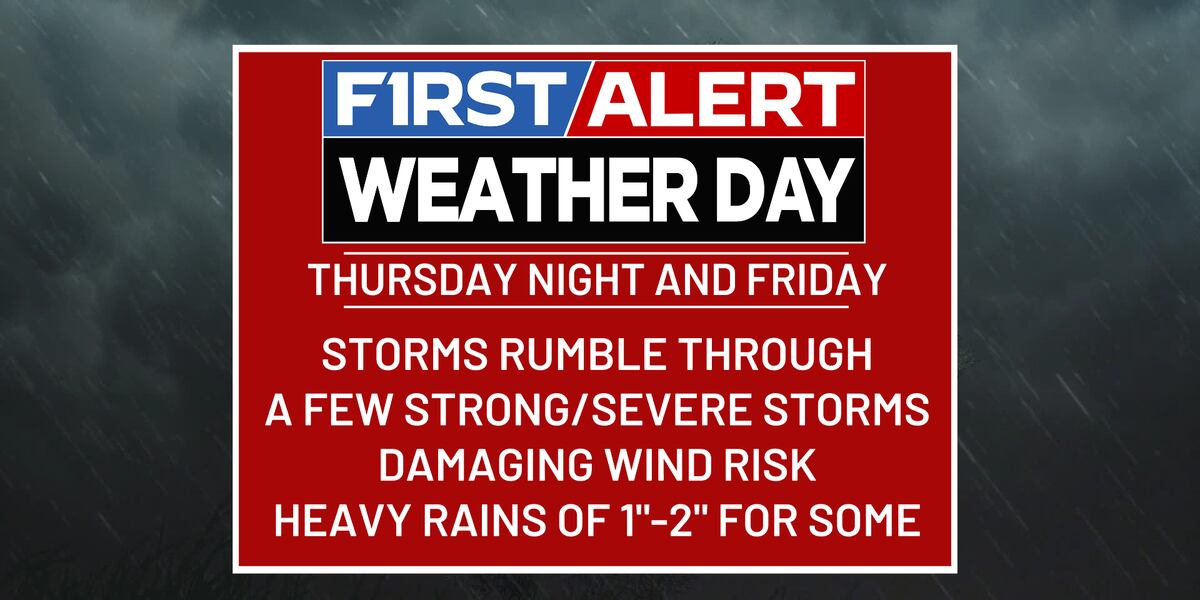 First Alert Weather Day Strong To Severe Storms Possible Tonight Friday First Alert Weather Day Strong To Severe Storms Possible Tonight Friday