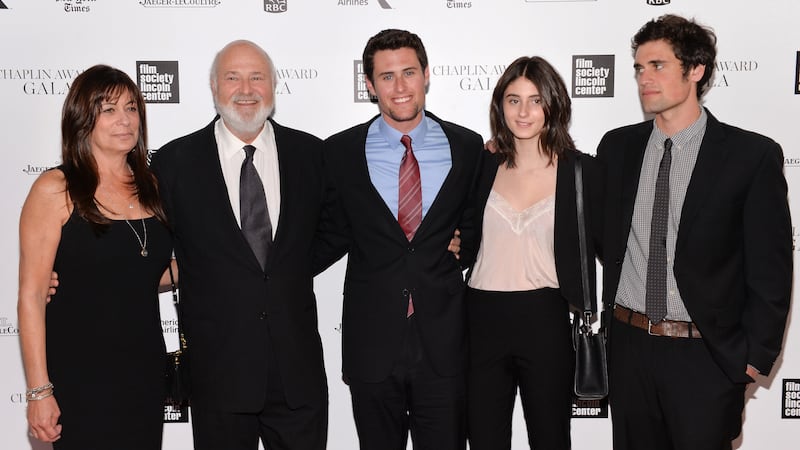 FILE - Honoree Rob Reiner, second left, poses with his wife Michele, left, and children Jake,...