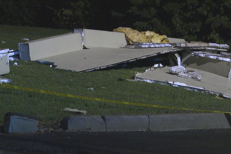 Damage from March 2025 when a storm created damaged to a church in Georgetown.