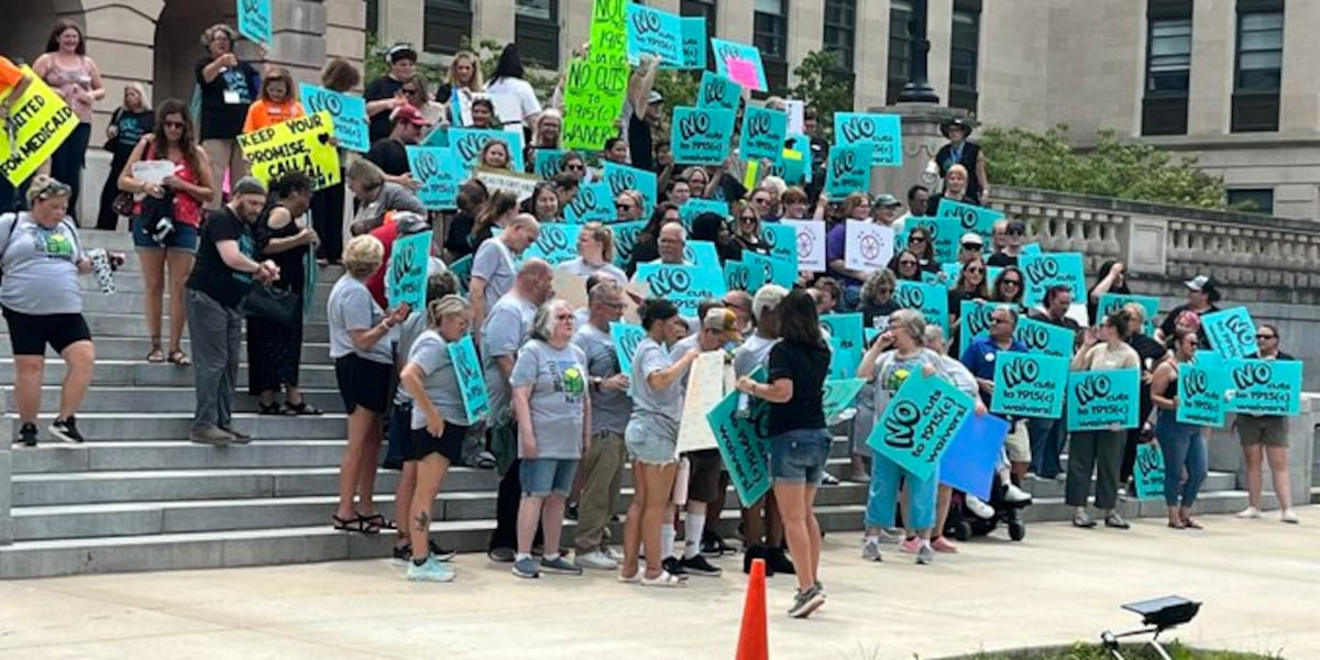 Families rally at state capitol over Medicaid waiver cuts