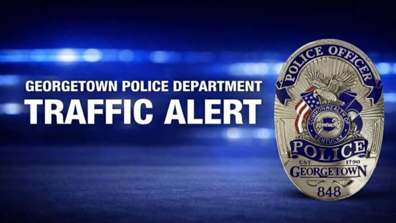 Visual Alert Police Traffic alert issued by the Georgetown Police Department for railroad ...