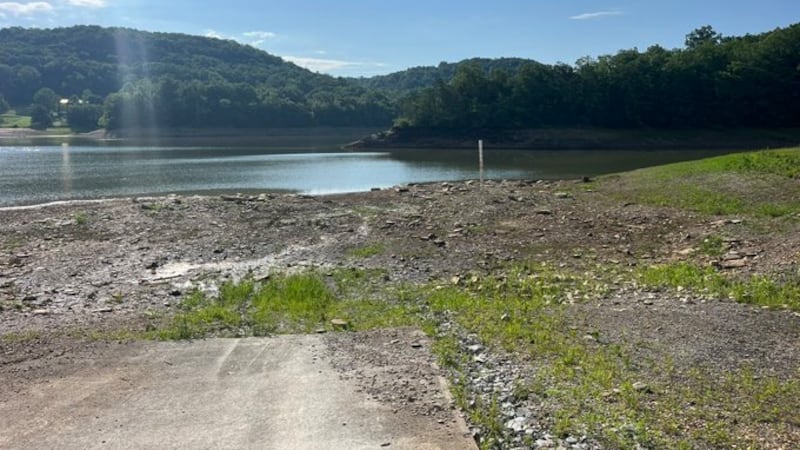 Lake LIberty is low after Casey County has not received adequate rainfall to keep it full.