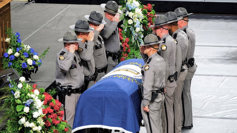 A funeral was held Oct. 4, 2026, for fallen Kentucky State Police Trooper Hayden Phillips at...