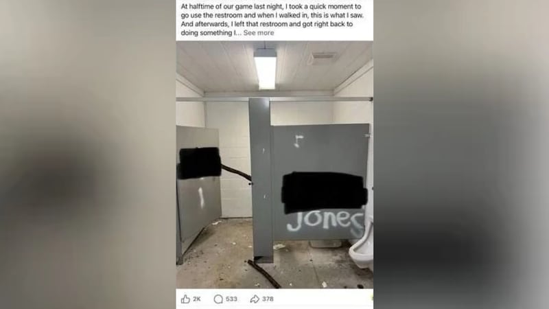 Facebook post depicting alleged vandalism targeting football coach