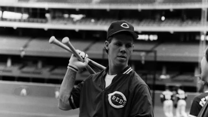 Todd Benzinger during batting practice at Riverfront Stadium before game one of the World...