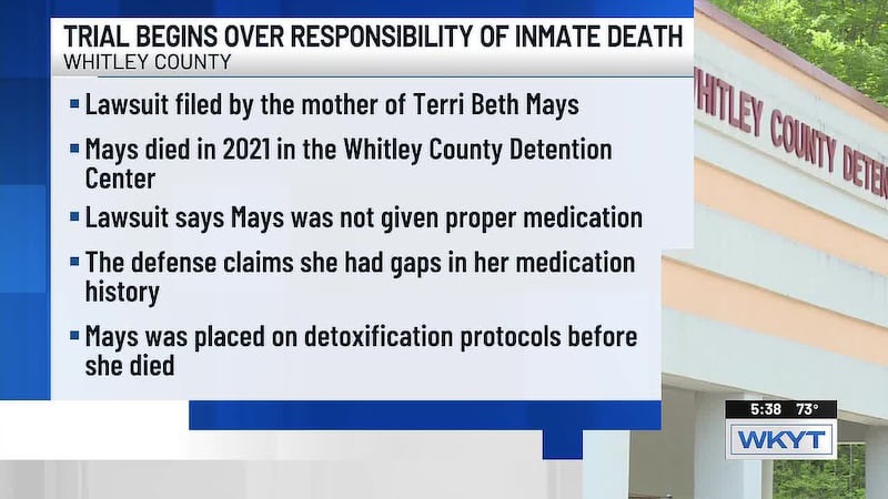 Trial begins in Whitley County lawsuit over inmate’s death