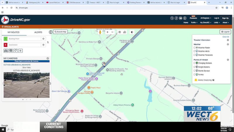 A propane leak is causing closures and delays on U.S. 17 near Scotts Hill Loop Road in Pender...